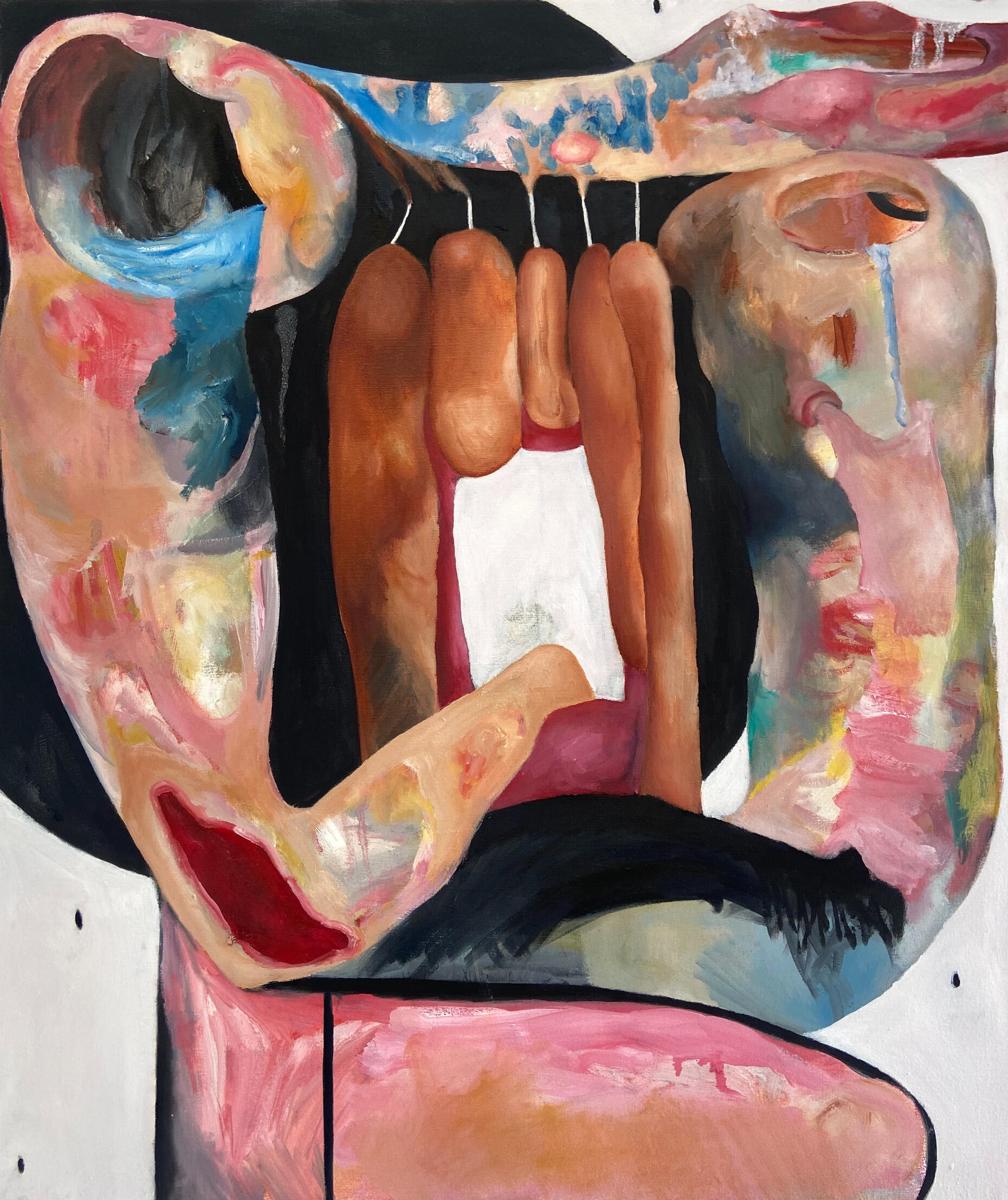 'I remember them with my stomach' 200 x 135 cm. Oil on Canvas.