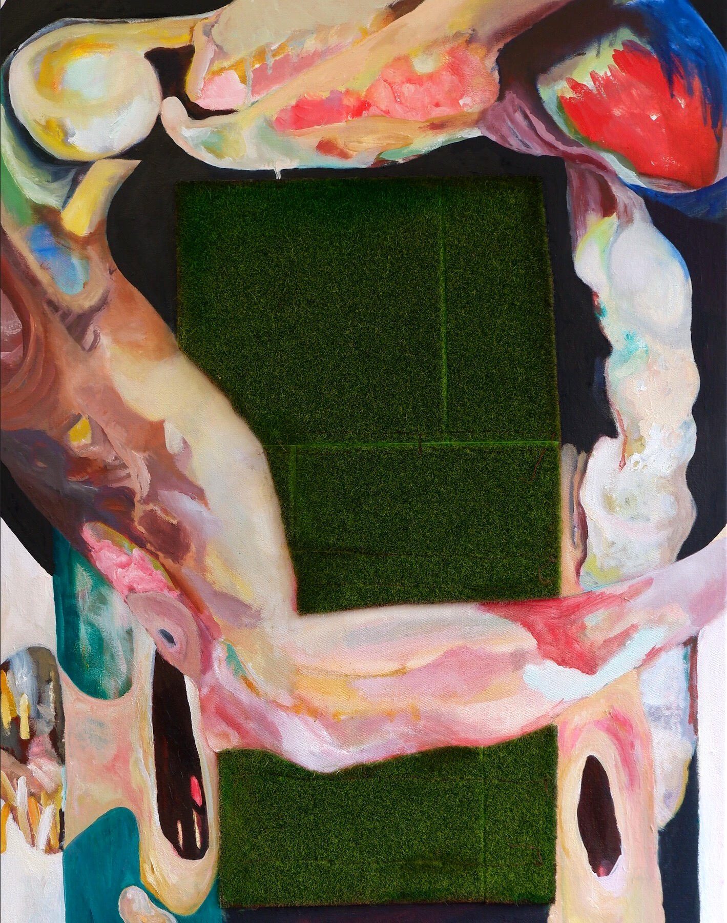 'I remember them with my stomach' 200 x 135 cm. Oil on Canvas.