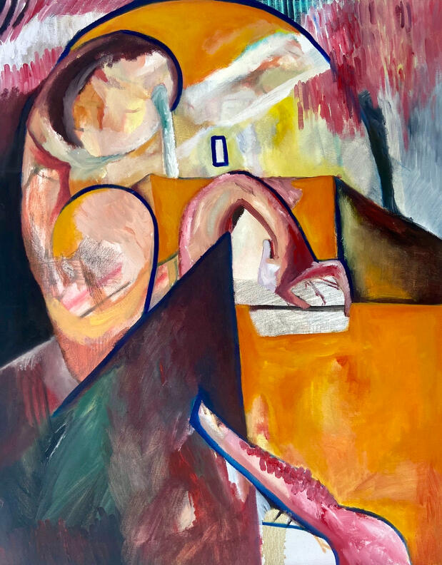 'I remember them with my stomach' 200 x 135 cm. Oil on Canvas.