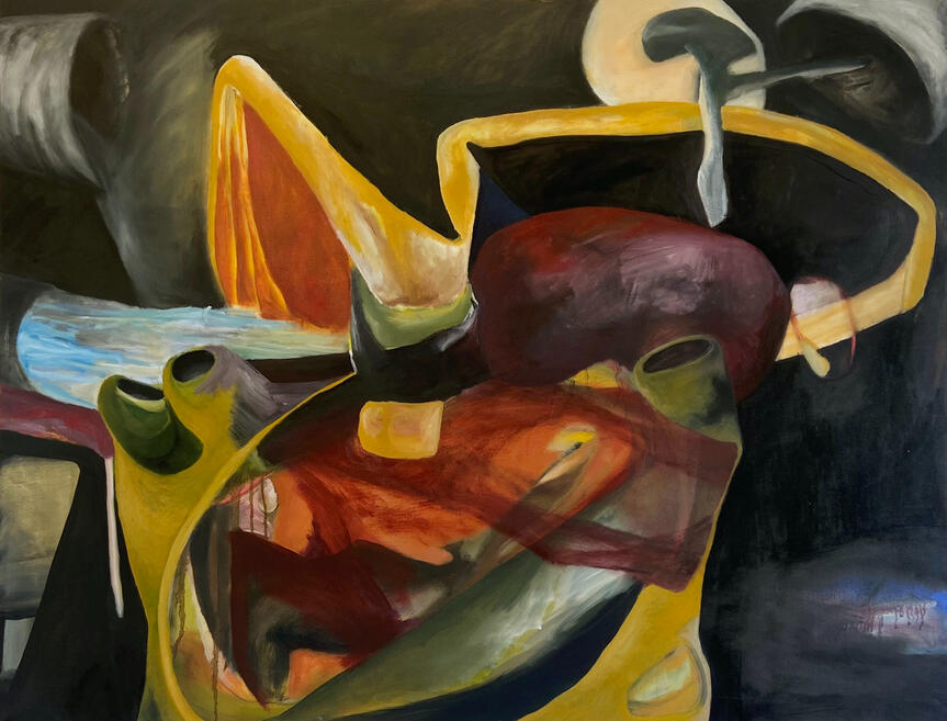 'I remember them with my stomach' 200 x 135 cm. Oil on Canvas.